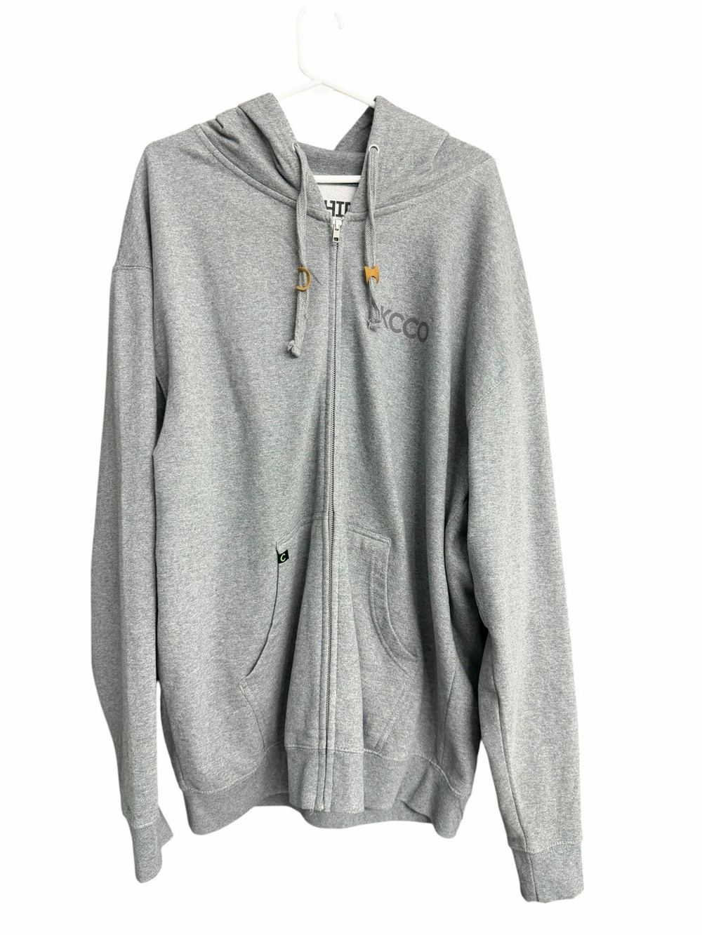 Chive Hoodie Grey Zip-Up Hoodie with Small Chest Logo Size XL